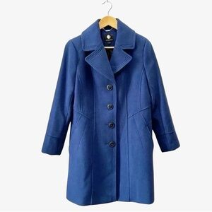 Vintage Jessica Pea Coat Single Breasted Tailored Deep Blue Size 8